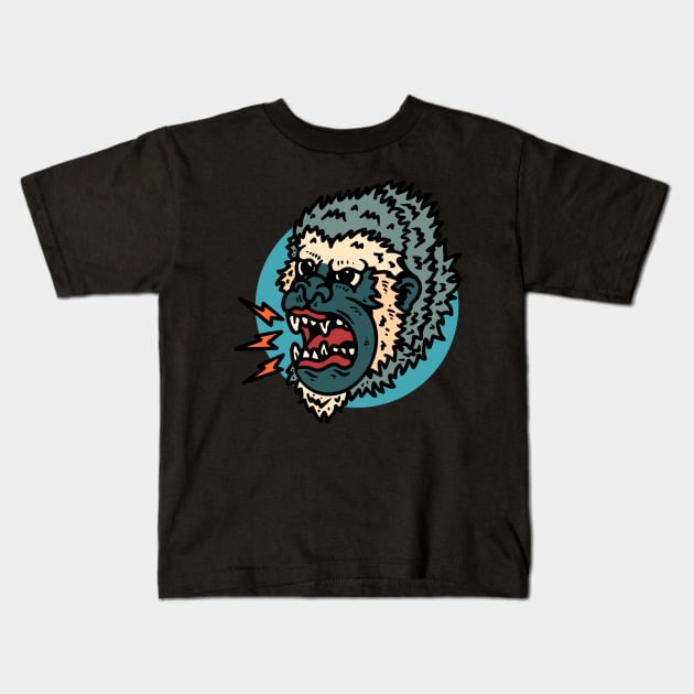 angry monkey tattoo Kids T-Shirt by donipacoceng